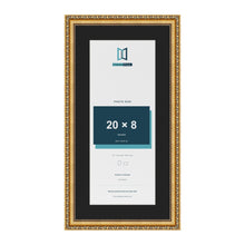 Louis Gold 24 x 12 inch picture frame with a black mount for a 20 x 8 inch photo