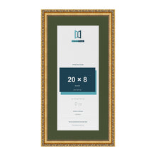 Louis Gold 24 x 12 inch picture frame with a green mount for a 20 x 8 inch photo
