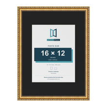Louis Gold 24 x 18 inch picture frame with a black mount for a 16 x 12 inch photo