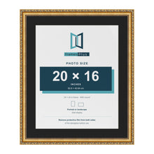 Louis Gold 24 x 20 inch picture frame with a black mount for a 20 x 16 inch photo