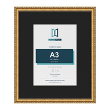 Louis Gold 24 x 20 inch picture frame with a black mount for an A3 photo