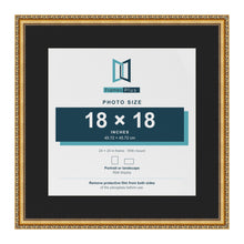 Louis Gold 24 x 24 inch picture frame with a black mount for an 18 x 18 inch photo