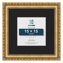 Louis Gold 25 x 25 cm picture frame with a black mount for a 15 x 15 cm photo
