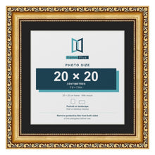 Louis Gold 25 x 25 cm picture frame with a black mount for a 20 x 20 cm photo