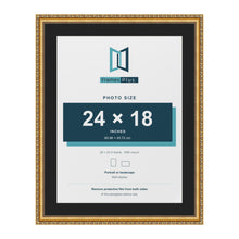 Louis Gold 28 x 22 inch picture frame with a black mount for a 24 x 18 inch photo