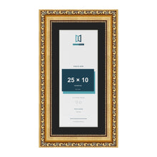 Louis Gold 30 x 15 cm picture frame with a black mount for a 25 x 10 cm photo