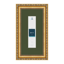 Louis Gold 30 x 15 cm picture frame with a green mount for a 20 x 5 cm photo