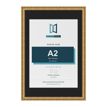 Louis Gold 30 x 20 inch picture frame with a black mount for an A2 photo