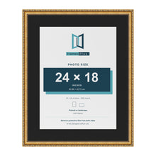 Louis Gold 30 x 24 inch picture frame with a black mount for a 24 x 18 inch photo