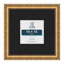 Louis Gold 30 x 30 cm picture frame with a black mount for a 15 x 15 cm photo