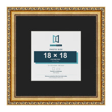 Louis Gold 30 x 30 cm picture frame with a black mount for an 18 x 18 cm photo