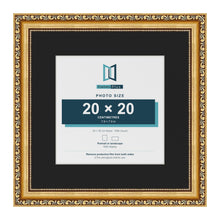 Louis Gold 30 x 30 cm picture frame with a black mount for a 20 x 20 cm photo