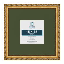 Louis Gold 30 x 30 cm picture frame with a green mount for a 15 x 15 cm photo