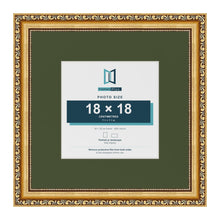 Louis Gold 30 x 30 cm picture frame with a green mount for an 18 x 18 cm photo