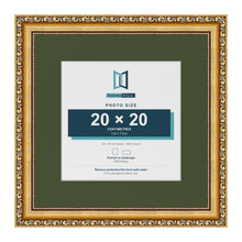 Louis Gold 30 x 30 cm picture frame with a green mount for a 20 x 20 cm photo