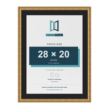 Louis Gold 32 x 24 inch picture frame with a black mount for a 28 x 20 inch photo