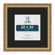 Louis Gold 32 x 32 cm picture frame with a black mount for a 20 x 20 cm photo