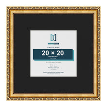 Louis Gold 35 x 35 cm picture frame with a black mount for a 20 x 20 cm photo