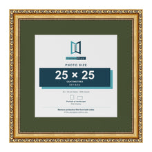Louis Gold 35 x 35 cm picture frame with a green mount for a 25 x 25 cm photo