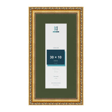 Louis Gold 40 x 20 cm picture frame with a green mount for a 30 x 10 cm photo