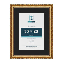 Louis Gold 40 x 30 cm picture frame with a black mount for a 30 x 20 cm photo