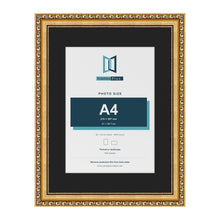 Louis Gold 40 x 30 cm picture frame with a black mount for an A4 photo