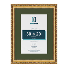 Louis Gold 40 x 30 cm picture frame with a green mount for a 30 x 20 cm photo