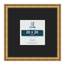 Louis Gold 40 x 40 cm picture frame with a black mount for a 20 x 20 cm photo
