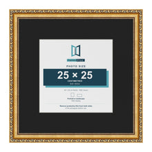 Louis Gold 40 x 40 cm picture frame with a black mount for a 25 x 25 cm photo