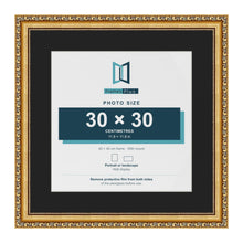 Louis Gold 40 x 40 cm picture frame with a black mount for a 30 x 30 cm photo