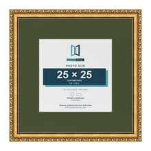 Louis Gold 40 x 40 cm picture frame with a green mount for a 25 x 25 cm photo