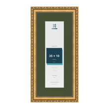 Louis Gold 45 x 20 cm picture frame with a green mount for a 35 x 10 cm photo
