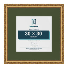 Louis Gold 45 x 45 cm picture frame with a green mount for a 30 x 30 cm photo
