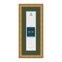 Louis Gold 50 x 20 cm picture frame with a green mount for a 40 x 10 cm photo