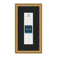 Louis Gold 50 x 25 cm picture frame with a black mount for a 35 x 10 cm photo