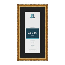 Louis Gold 50 x 25 cm picture frame with a black mount for a 40 x 15 cm photo