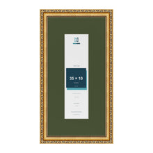 Louis Gold 50 x 25 cm picture frame with a green mount for a 35 x 10 cm photo