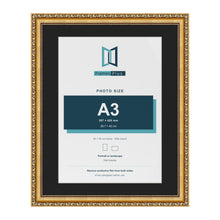 Louis Gold 50 x 40 cm picture frame with a black mount for an A3 photo