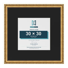 Louis Gold 50 x 50 cm picture frame with a black mount for a 30 x 30 cm photo