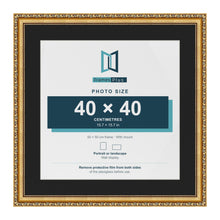 Louis Gold 50 x 50 cm picture frame with a black mount for a 40 x 40 cm photo