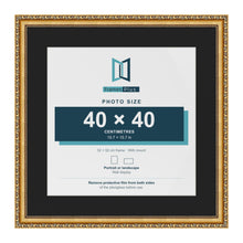 Louis Gold 52 x 52 cm picture frame with a black mount for a 40 x 40 cm photo