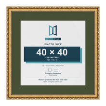 Louis Gold 52 x 52 cm picture frame with a green mount for a 40 x 40 cm photo