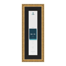 Louis Gold 60 x 20 cm picture frame with a black mount for a 50 x 10 cm photo