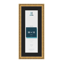 Louis Gold 60 x 25 cm picture frame with a black mount for a 50 x 15 cm photo