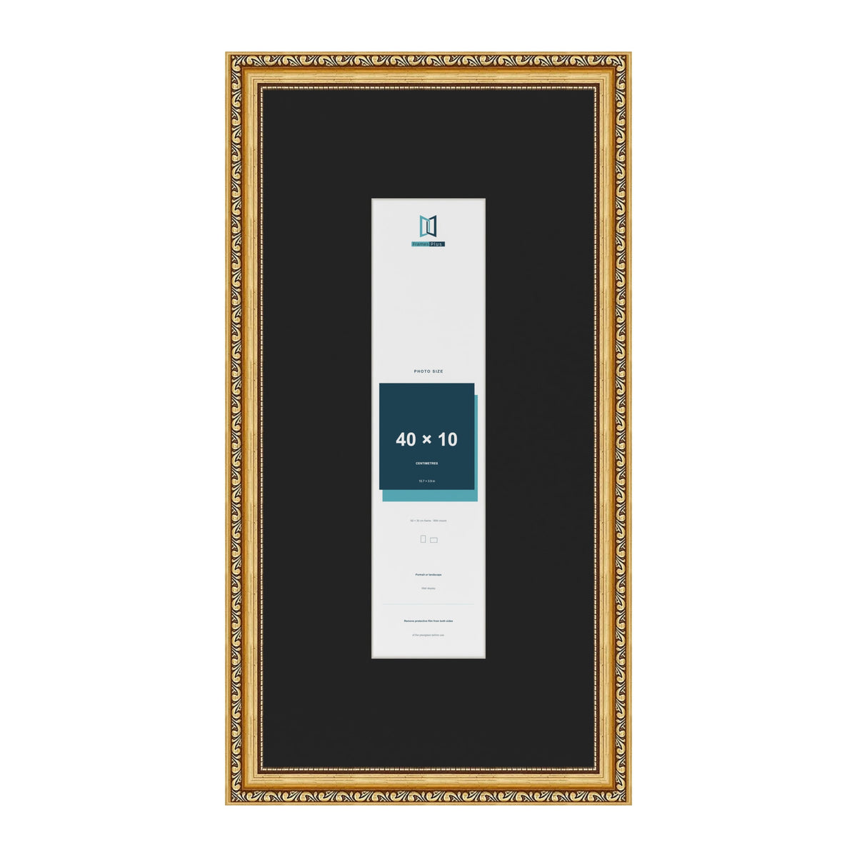 Louis Gold 60 x 30 cm picture frame with a black mount for a 40 x 10 cm photo