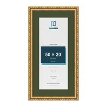 Louis Gold 60 x 30 cm picture frame with a green mount for a 50 x 20 cm photo