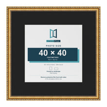 Louis Gold 60 x 60 cm picture frame with a black mount for a 40 x 40 cm photo