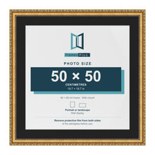 Louis Gold 60 x 60 cm picture frame with a black mount for a 50 x 50 cm photo