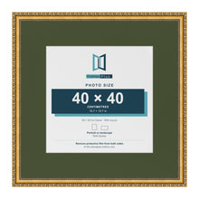 Louis Gold 60 x 60 cm picture frame with a green mount for a 40 x 40 cm photo