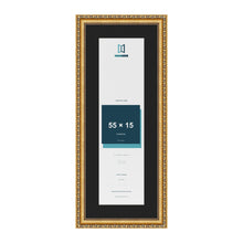 Louis Gold 65 x 25 cm picture frame with a black mount for a 55 x 15 cm photo